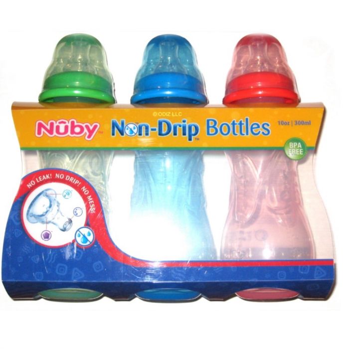 Nuby 3 Pk 10 Oz Non Drop Tinted Bottles 