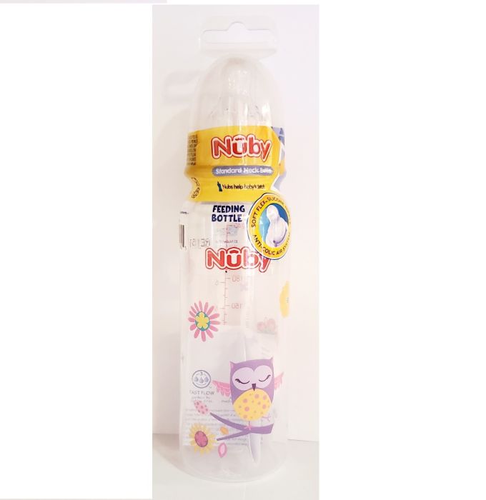 Nuby 8 Oz Fun Print Bottle Medium Flow Nipple 0M+