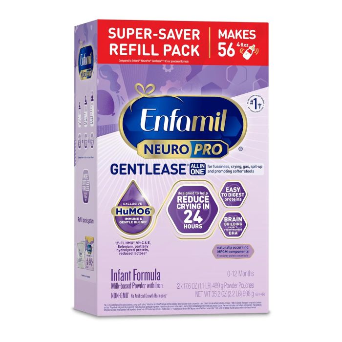 ENFAMIL GENTLEASE  NEUROPRO REFILL BOX (2 X 17.6 OZ)- 4 BOXES